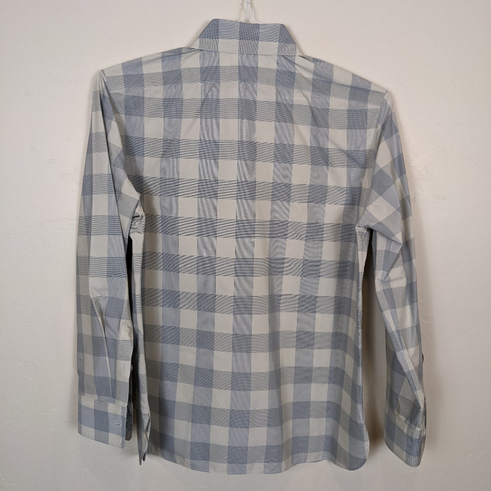 Theory P blue and white fuji check button down - Picture 7 of 9